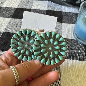 BRAND NEW LARGE AUTHENTIC TURQUOISE CLUSTER EARRINGS